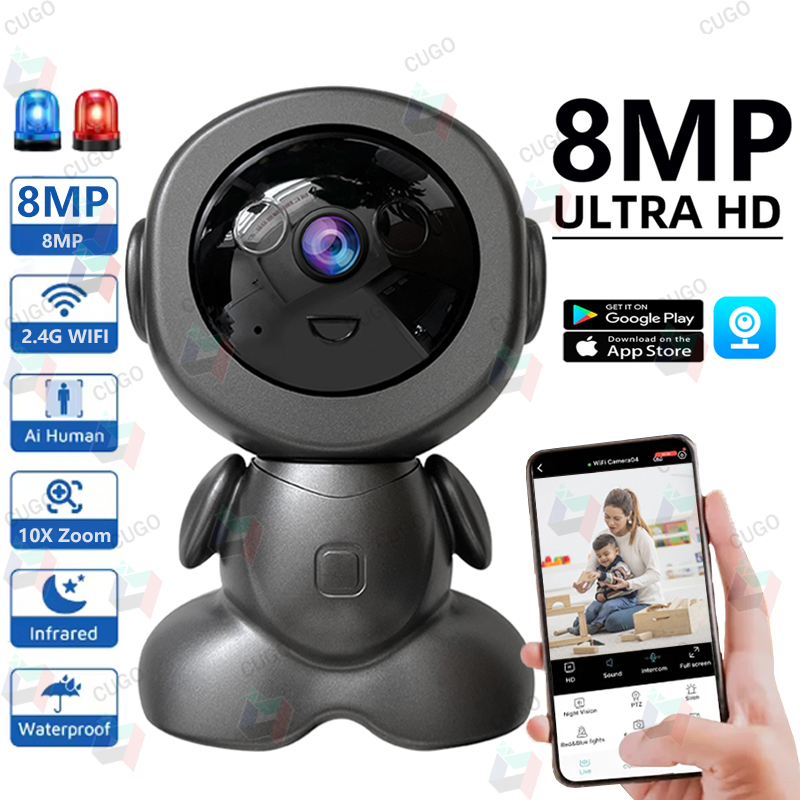 Home Security Robot - 8MP Wifi Surveillance Robot Camera PTZ