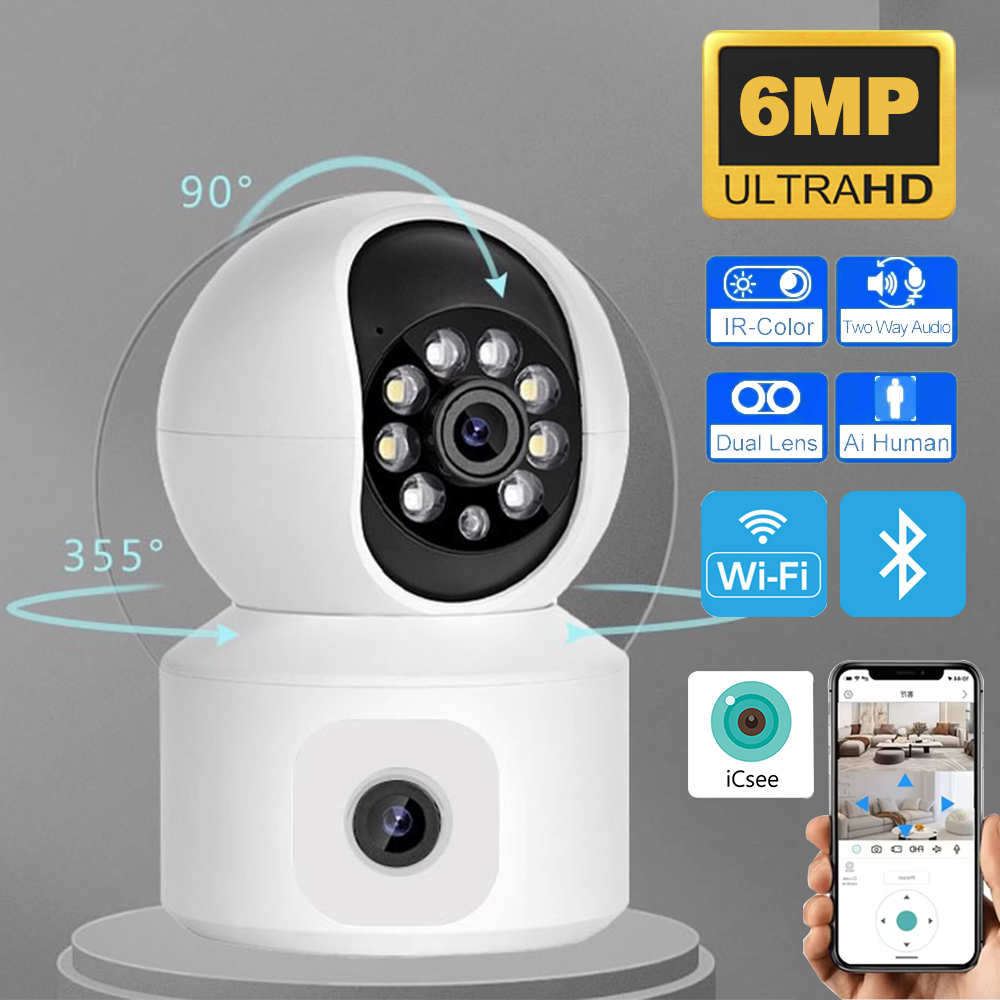 Home Security Robot - 6MP iCsee WiFi IP Camera Dual