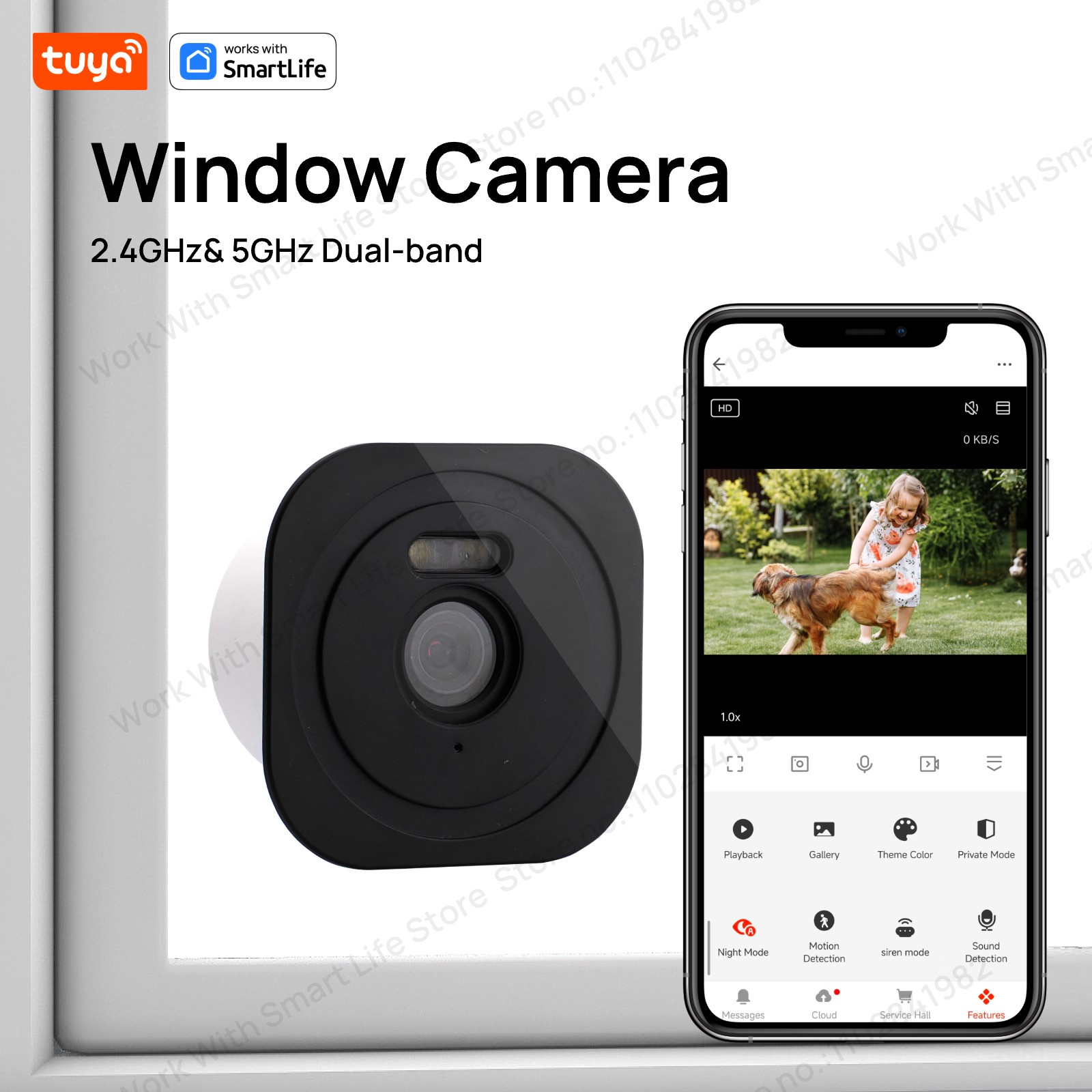 Home Security Robot - 3MP 2K Tuya Window Camera,2.4GHz &