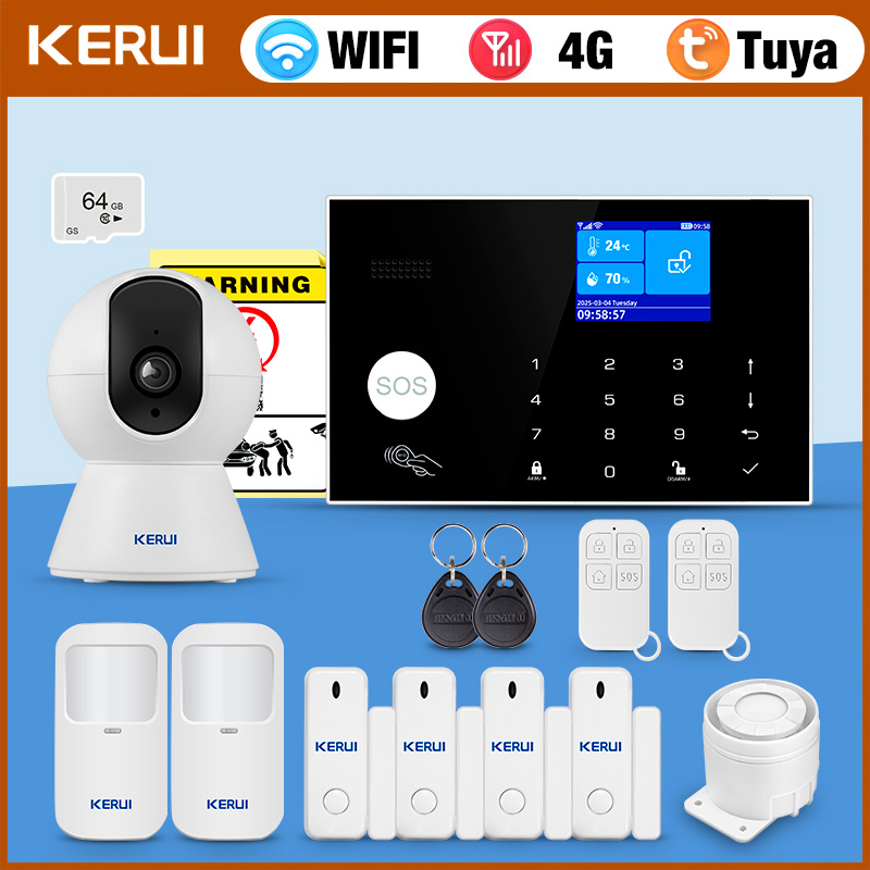 Home Zone Security App - KERUI 4G Alarm System with Wired