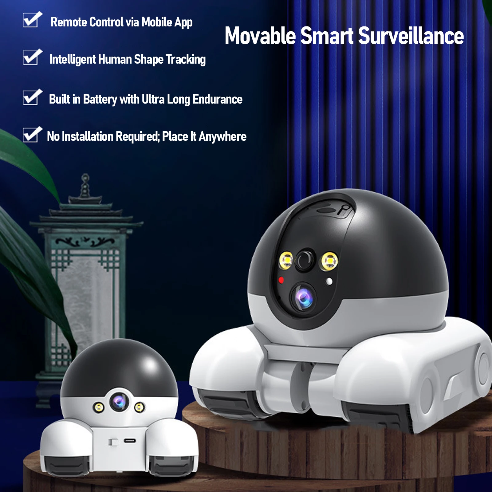 Home Security Robot Dog - Indoor Security Camera 2MP Double Lens