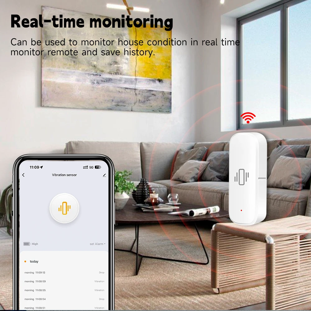 WiFi/Zigbee Smart Vibration Se - Home Security With Alarm review and price