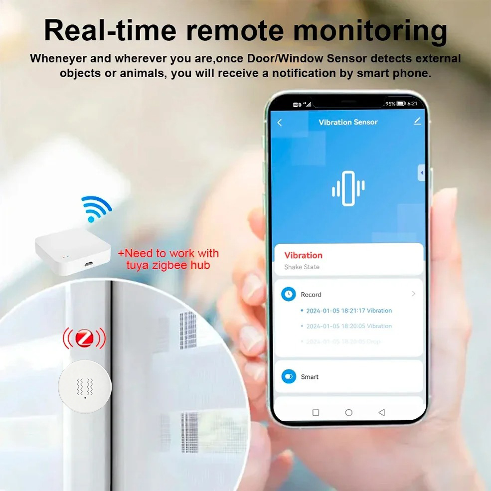 Tuya ZigBee Smart Vibration &  - Home Security With Alarm review and price