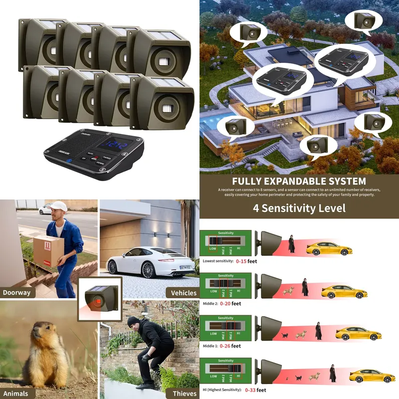 Outdoor Solar - Powered Wirele - Home Security With Alarm review and price